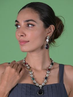 Odette - Multi-Colored Stone Studded Jewellery Set