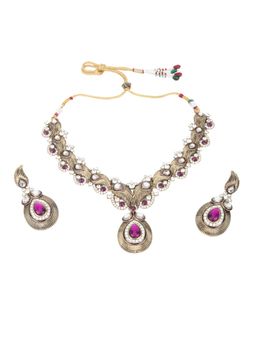 Odette - Purple and Gold Stone Necklace Set