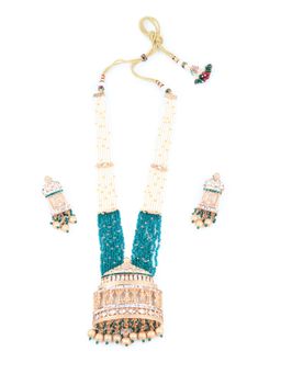 Odette - Women Green Temple Pendant Long Bridal Necklace