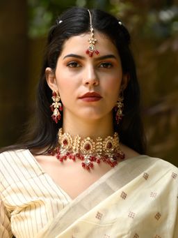 Odette - Red Bridal Kundan Choker Necklace Set