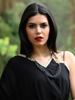 Odette - Black Embellished Disco Beads and Stone Necklace