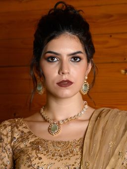 Odette - Green Kundan and Stone Studded Necklace Set