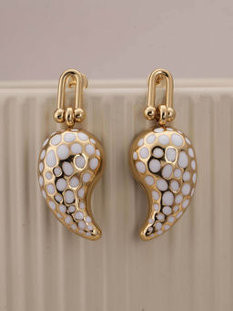 Palmonas - White Polka Paisley Drop Earrings