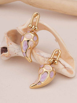 Palmonas - Elegant Purple and Peach Drop Earrings