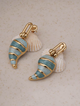 Palmonas - Elegant Blue Swirl Dangling Drop Earrings