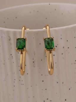 Palmonas - Emerald Green Twist Geometric Hoop Earrings