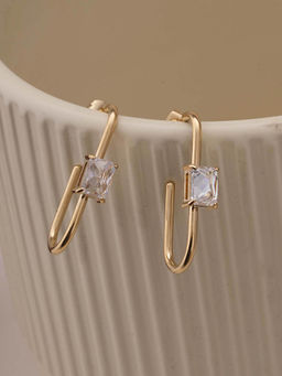 Palmonas - White Stone Prism Geometric Hoop Earrings