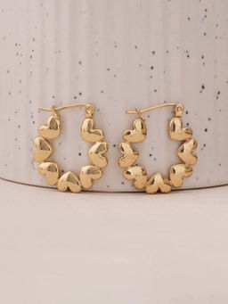 Palmonas - Gold Heart Link Hoop Earrings