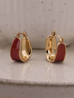 Palmonas - Red Enamel Hoop Earrings