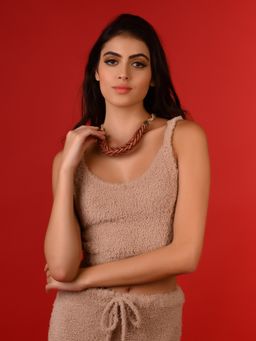 Odette - Women Brown Braided Macrame Necklace