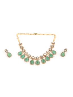 Odette - Women Sea Green Stone Studded Necklace Set