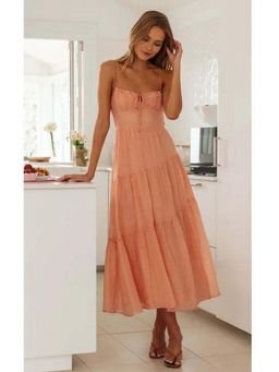 MISS MOSA BY AKANKSHA - Peach Bercie Summer Holiday Midi Dress
