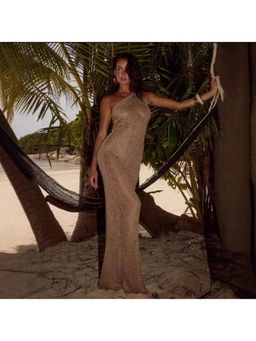 MISS MOSA BY AKANKSHA - Cynia One shoulder Soft Knit Khaki Maxi Dress