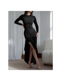 MISS MOSA BY AKANKSHA - Black Evana Statement Slit Maxi Dress