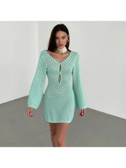 MISS MOSA BY AKANKSHA - Blue Layla Soft Crochet Resort wear Blue Mini Dress