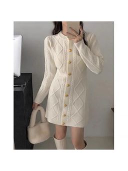 MISS MOSA BY AKANKSHA - Beige Leah Premium Woolen Knitted Mini Dress