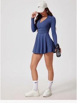 MISS MOSA BY AKANKSHA - Blue Marin Tennis core Statement with Detachable Shorts Mini Dress