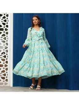 Noun - Gresha Leafy Green Midi Dress with Belt