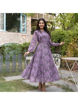 Noun - Perez Multicolor Leafy Maxi Dress with Belt