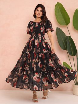 Noun - Sage Black Smocked Maxi Dress