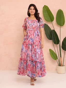 Noun - Juliet Multicolor Mandala Printed Maxi Dress with Belt