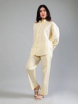 PEPPINOS - Yellow Solid Cotton Yellow Co-Ord Set