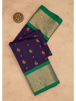 Koskii - Women Zariwork Silk Saree With Unstitched Blouse