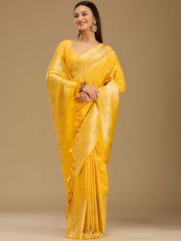 Koskii - Women Stonework Silk Saree With Unstitched Blouse