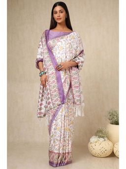 Soch - Cream Pashmina Woven Design Saree with Unstitched Blouse & Shawl