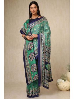 Soch - Green Pashmina Woven Design Saree with Unstitched Blouse & Shawl