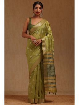 Soch - Light Green Tussar Woven Design Saree with Unstitched Blouse