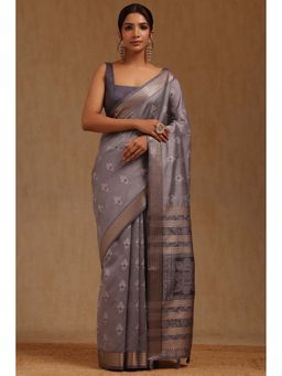 Soch - Grey Tussar Woven Design Saree with Unstitched Blouse