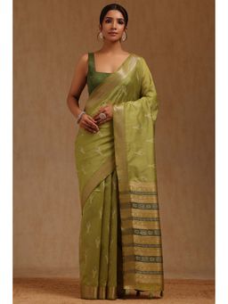 Soch - Light Green Tussar Woven Design Saree with Unstitched Blouse