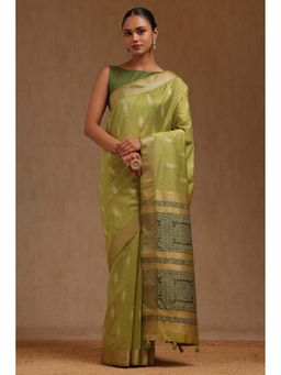 Soch - Light Green Tussar Woven Design Saree with Unstitched Blouse