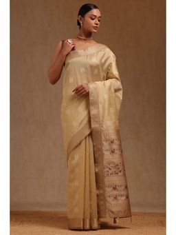 Soch - Beige Tussar Warli Woven Design Saree with Unstitched Blouse
