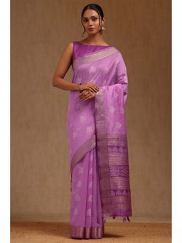 Soch - Lavender Tussar Woven Design Saree with Unstitched Blouse