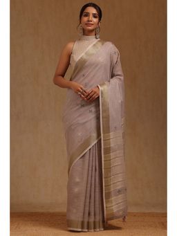 Soch - Beige Linen Woven Design Saree with Unstitched Blouse