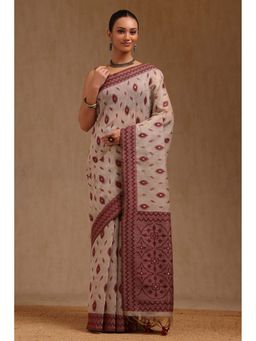 Soch - Maroon Chanderi Woven Design Saree with Unstitched Blouse