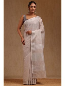 Soch - Grey Linen Woven Saree with Unstitched Blouse