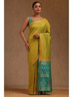 Soch - Light Green Silk Woven Saree with Unstitched Blouse