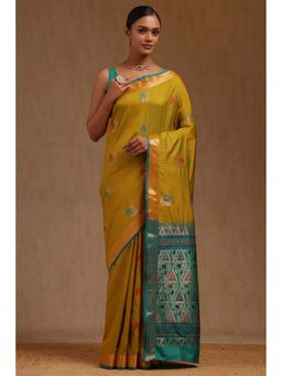 Soch - Olive Silk Zari Woven Design Saree with Unstitched Blouse