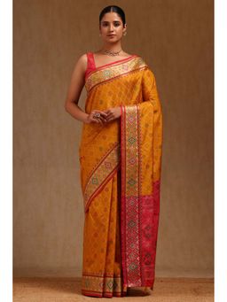 Soch - Yellow Silk Woven Design Saree with Unstitched Blouse