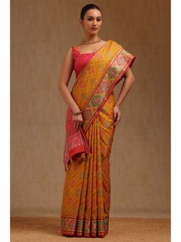 Soch - Mustard Silk Woven Design Saree with Unstitched Blouse