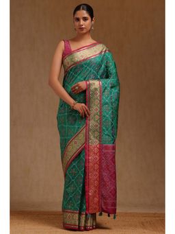 Soch - Green Silk Woven Design Saree with Unstitched Blouse