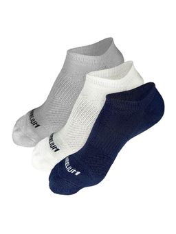 Heelium - Bamboo Zero Ankle Socks for Men - Odour Free - 3 Pairs - Light Grey - White - Navy Blue