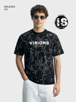 The Indian Garage Co - Black Men Relaxed Fit Printed Crew Neck Half Sleeves T-Shirt