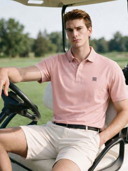 The Indian Garage Co - Pink Men Regular Fit Solid Half Sleeves Polo T-Shirt