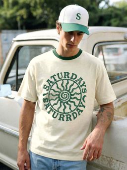 The Indian Garage Co - White Men Regular Fit Printed Crew Neck Half Sleeves T-Shirt