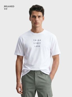 The Indian Garage Co - White Men Relaxed Fit Graphic Printed Crew Neck Half Sleeves T-Shirt