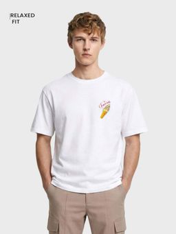 The Indian Garage Co - White Men Relaxed Fit Graphic Printed Crew Neck Half Sleeves T-Shirt